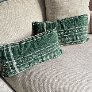 Green West Elm Decorative 12 x 21” Pillow Covers only. Set of two.